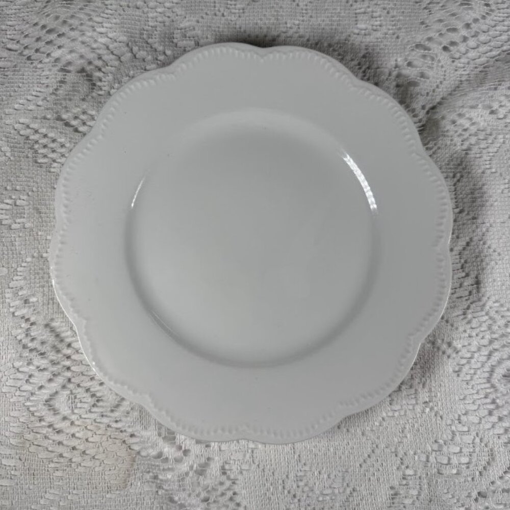 HAVILAND & Co “Star” Salad Plate - Embossed Beaded Rim, Schleiger 5, All White